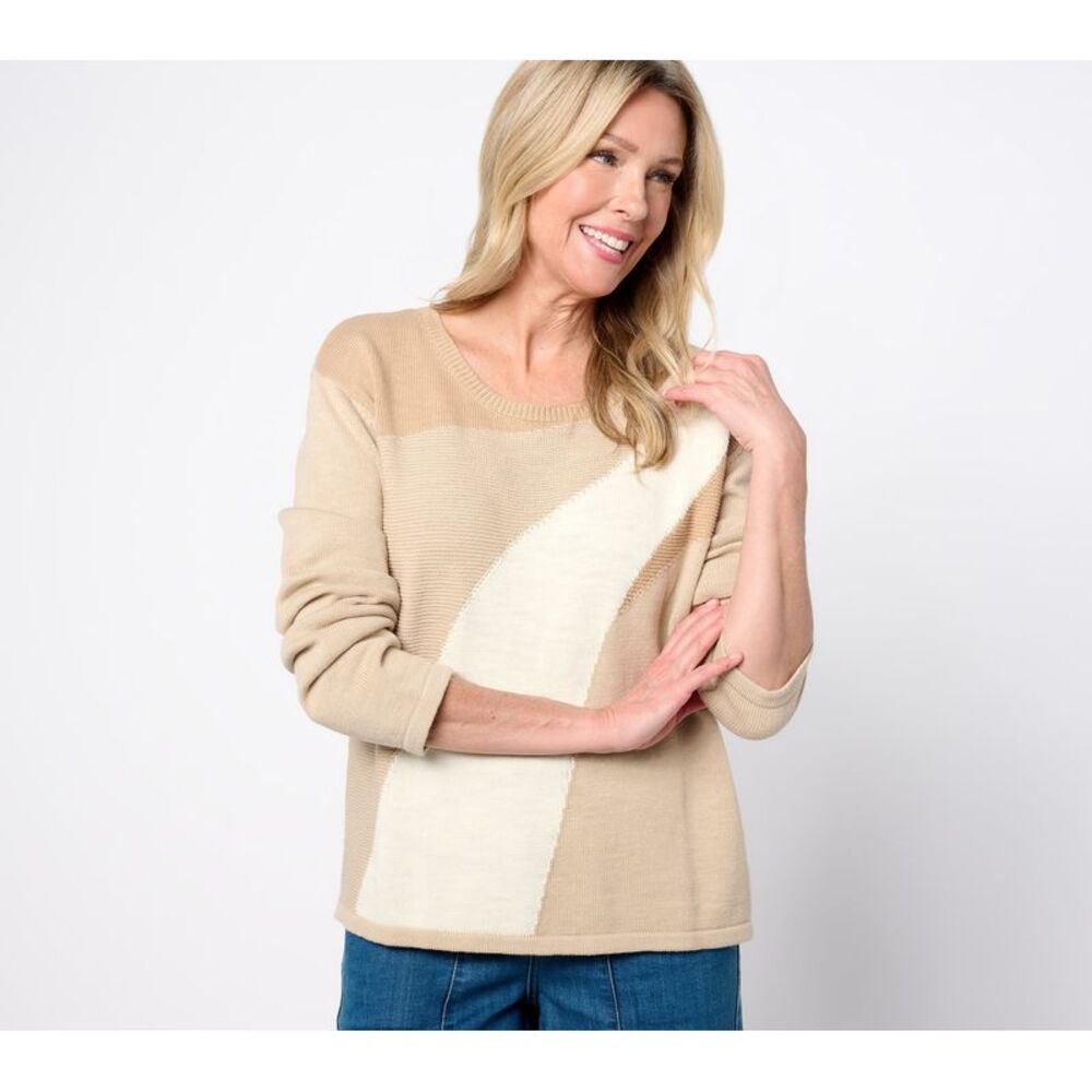 SUNNYLiFE Women's Top Sweater Sz S Boheme Abstract Stitch Brown A689586